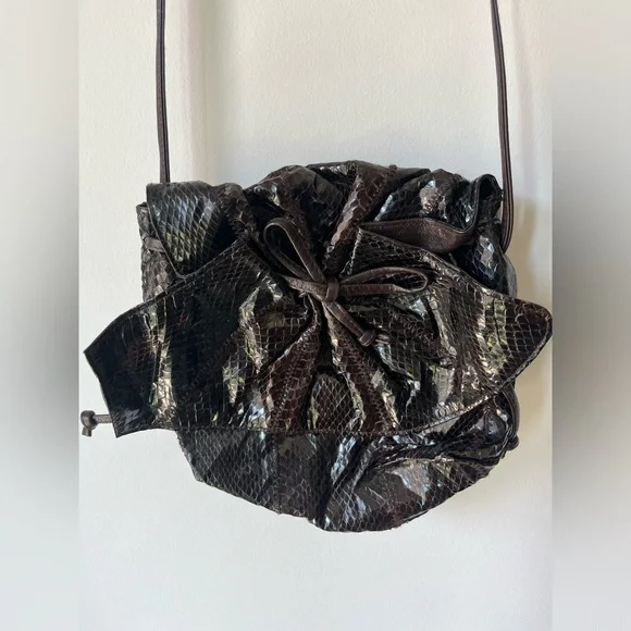 Sac à Main Clemente Snakeskin Clutch Crossbody - Cuir Serpent, Vintage, Convertible, Occasion